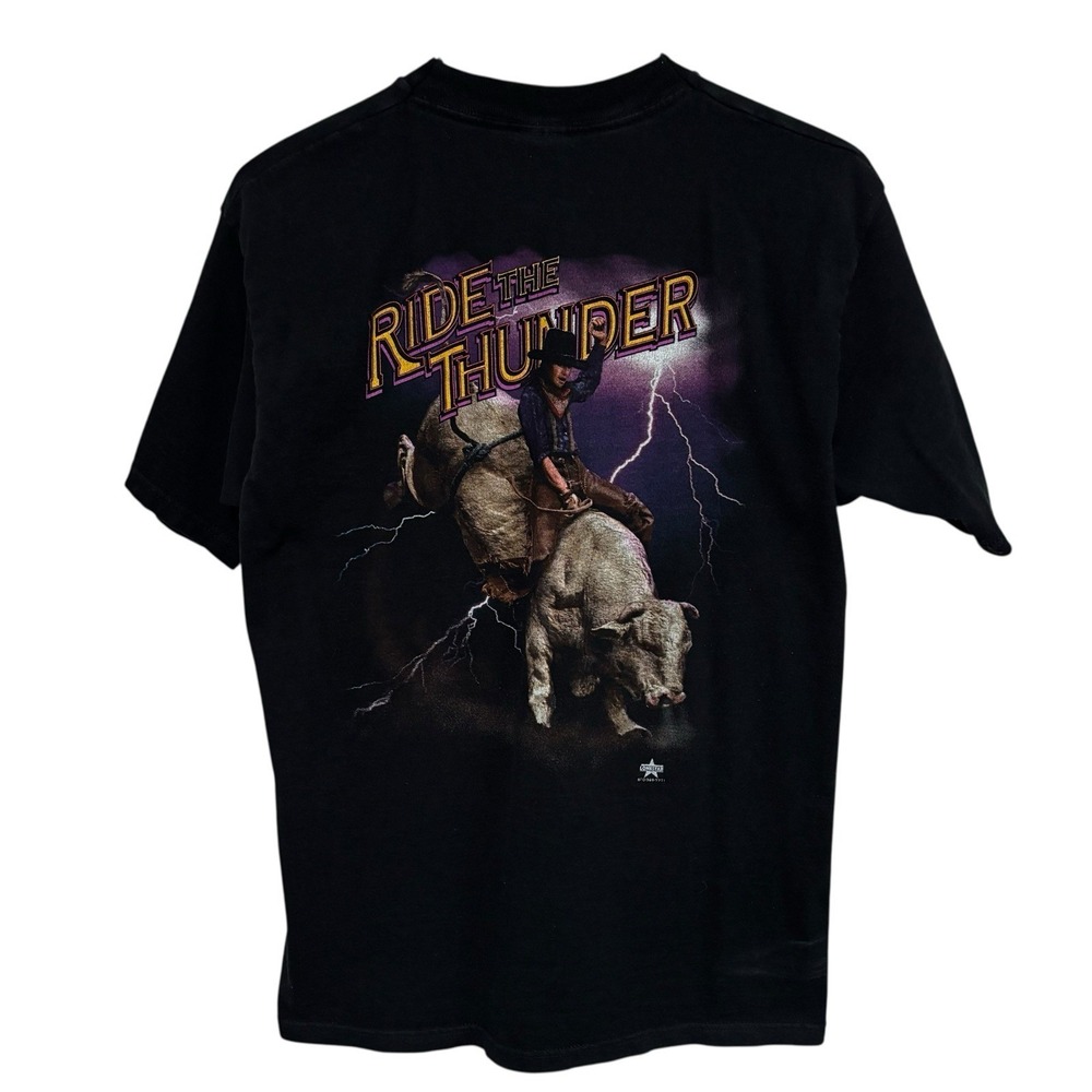 Vintage Y2K Billy Bobs Men's Ride The Thunder Graphic T Shirt Size L 21 x 30
